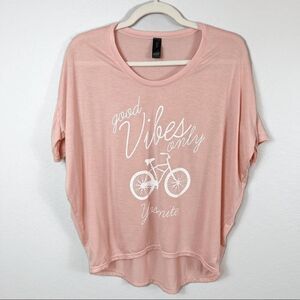 Good Vibes Only Yosemite Soft Peach Graphic High Low Hem Tee Size Small